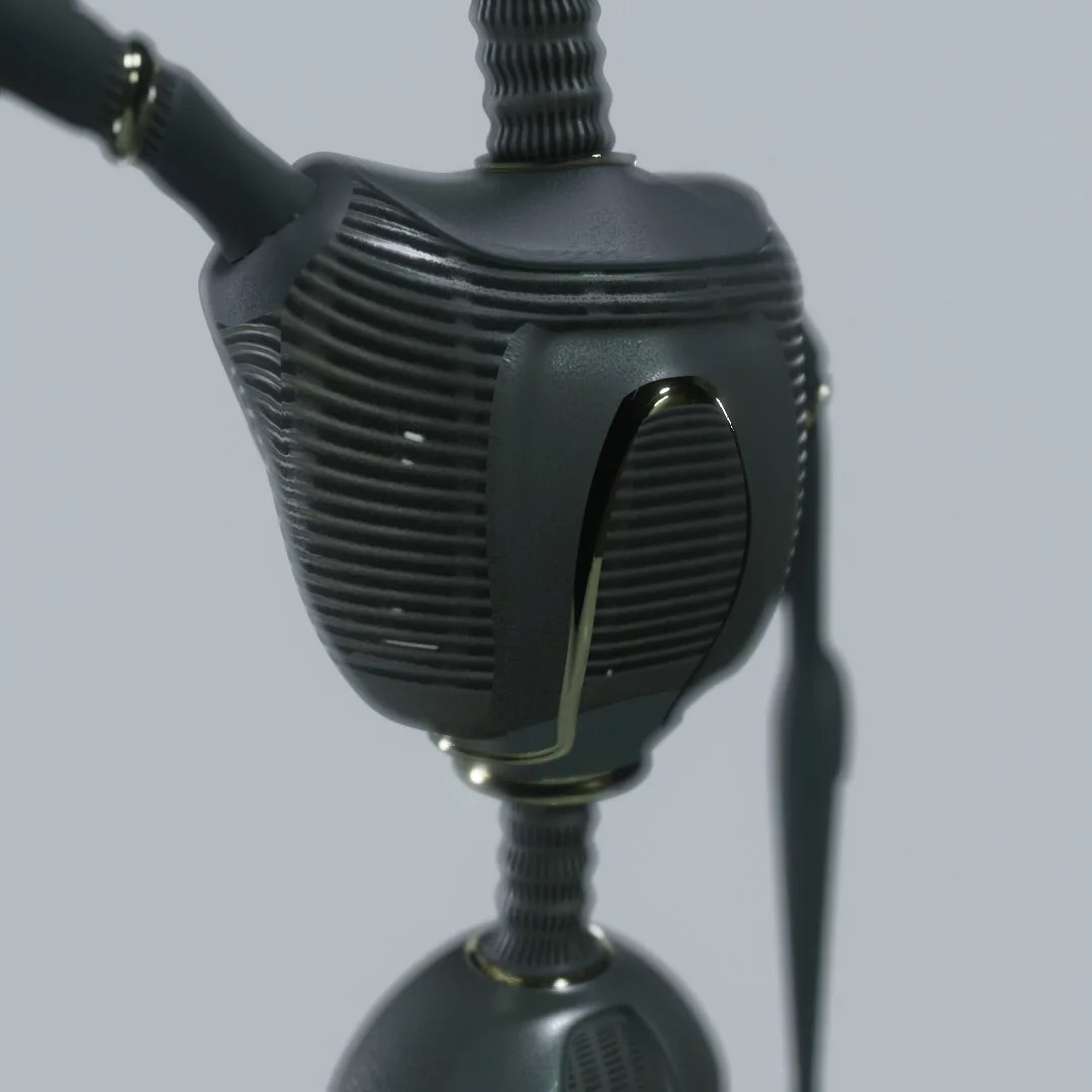 TeleviHead's torso and shoulder joint, close