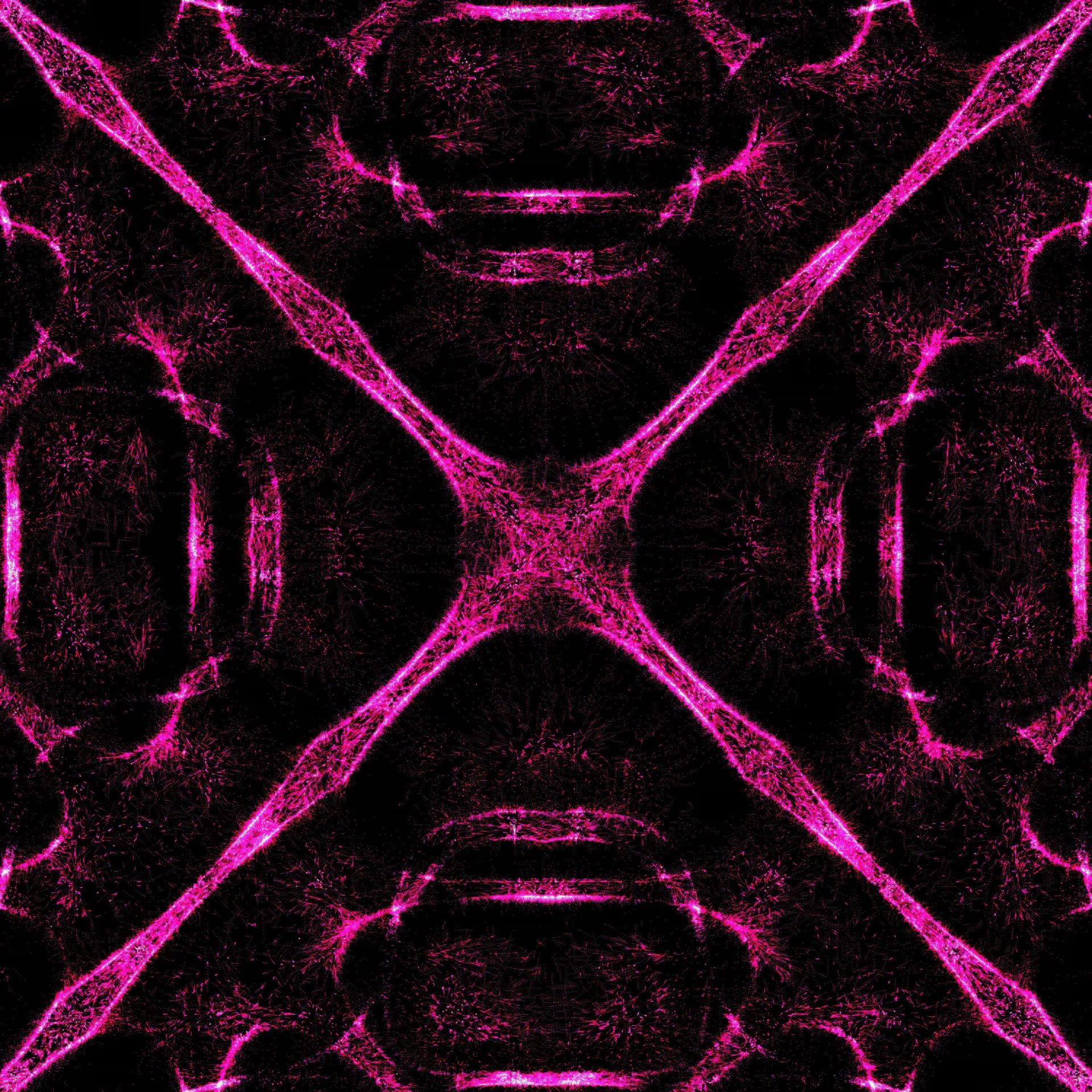 Floor pass: a magenta X of particles