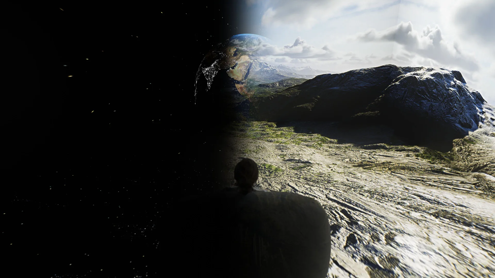 Earth in the room: snowy mountains across the walls