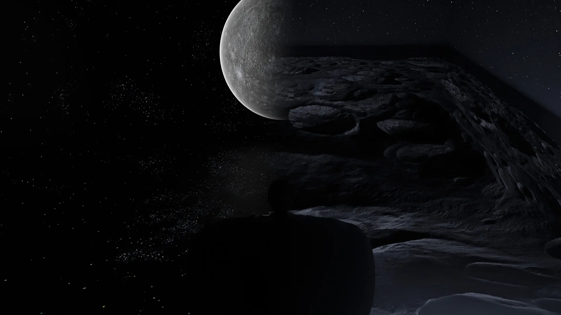 Mercury in the room: the grey globe above its cratered surface