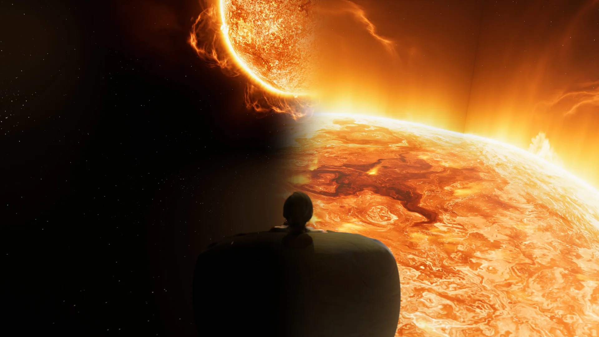 The Sun in the room: the star filling the wall, its surface on the floor
